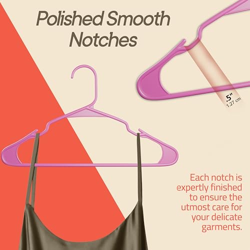 Campior Pink Plastic Hangers 10-Pack – Heavy-Duty Slim & Non-Slip