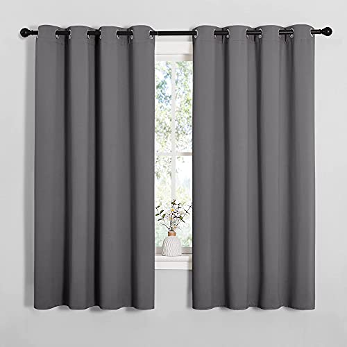 NICETOWN Grey Blackout Curtains 55"x68" - 2 Panels for Bedroom