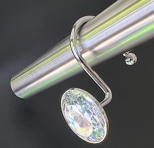 Tike Smart PerfectFit Shower Curtain Hooks - 12 Pack, Chrome & Clear Rose Cut Gem