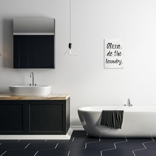 Stupell Industries Alexa Do The Laundry Black and White Brush Typography Wall Plaque Art, 12 x 18, Proudly Made in USA