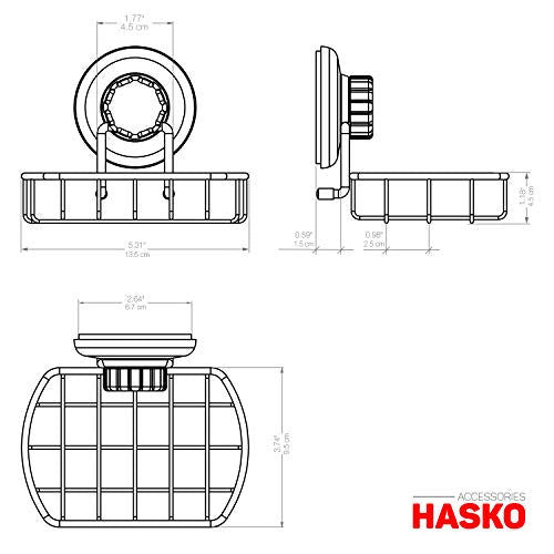 HASKO Rustproof Stainless Steel Suction Cup Soap Dish for Shower Wall
