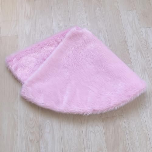 Pink Plush Christmas Tree Skirt 30 Inch Faux Fur Holiday Decor - Amidaky