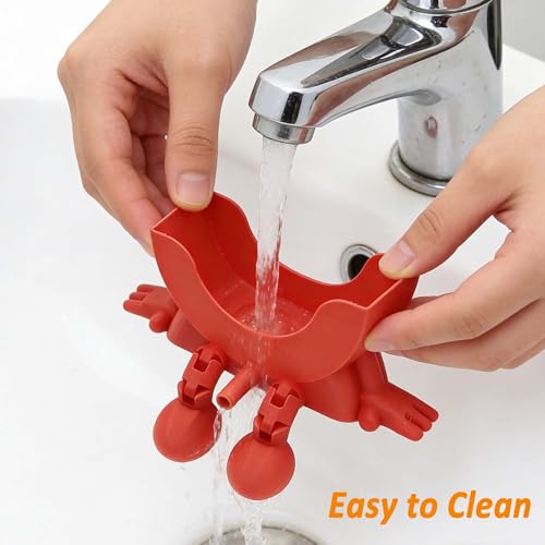 3D Printed Funny Sink Sponge Holder - Self-Draining Kitchen Organizer (Black+Red)