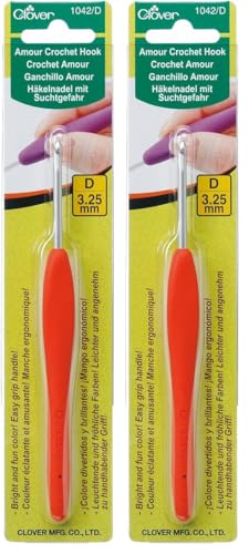 Naranja Clover 1042/D Amour Crochet Hook Size D (3.25mm) Pack of 2 - Orange