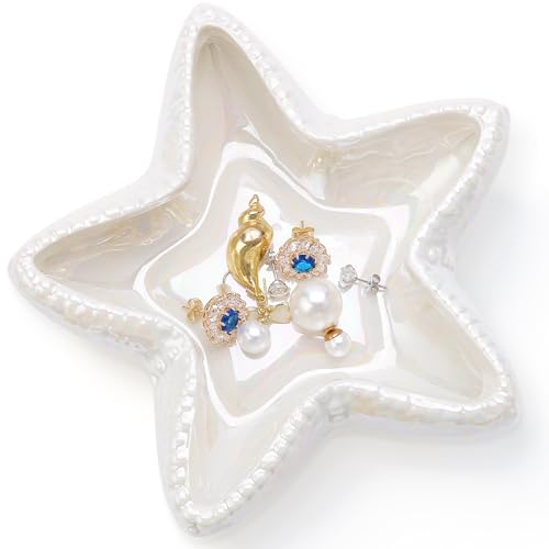 Coastal Ceramic Jewelry Dish Tray - Starfish Ring Holder