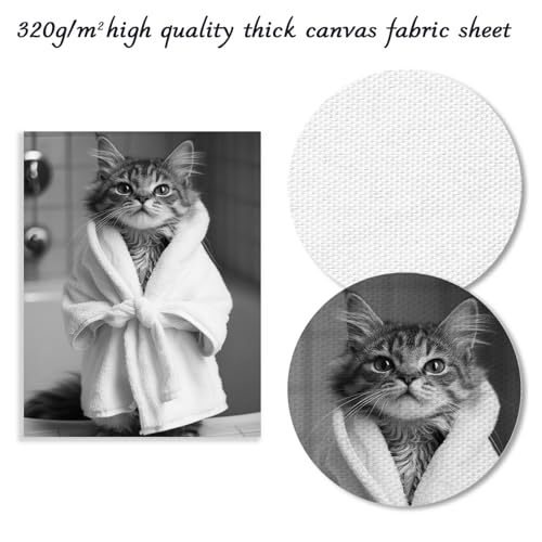 Funny Cat Bathroom Wall Art - Cute Cat in Bathrobe Poster 12x16