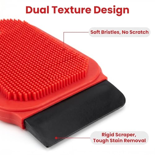 3-Piece Silicone Dishwashing Brush Set - Double-Sided Kitchen Scrubber