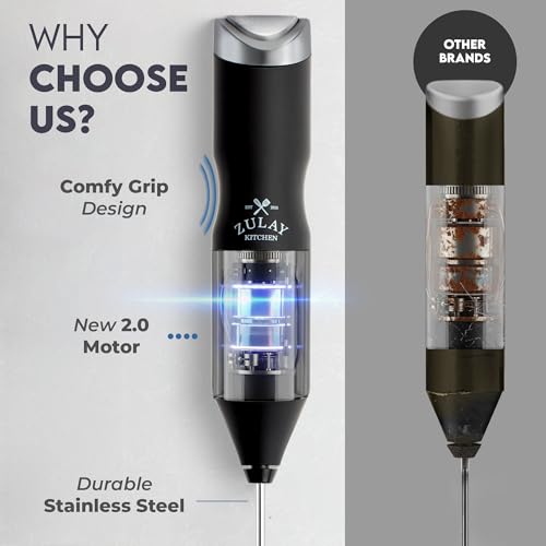 Zulay Kitchen Powerful Handheld Frother - Battery Operated Milk Mixer