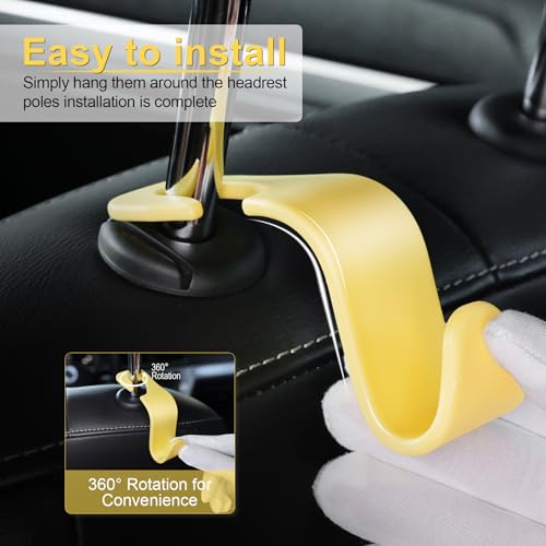 LivTee Car Seat Headrest Hook Organizer - 4 Pack Heavy-Duty Storage