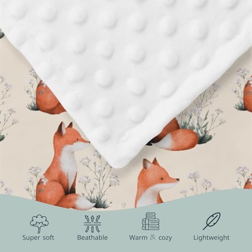 Boho Fox Baby Blanket 30x40 - Soft Dotted Mink & Fleece Receiving Blanket