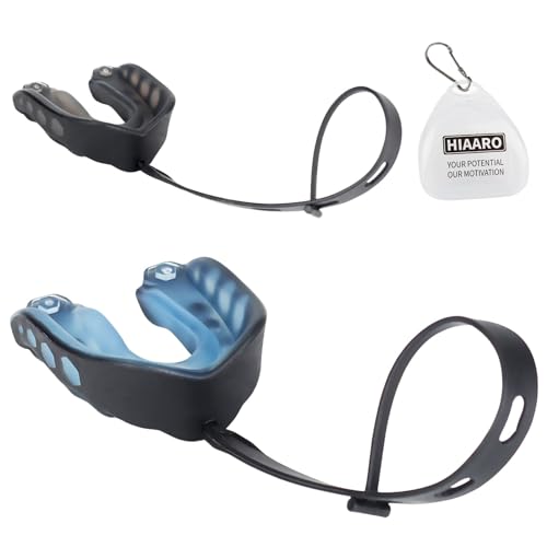 2-Pack Football Mouthguard with Straps and Case, Youth Sports Mouth Guard for Rugby, Hockey, Boxing, MMA, Basketball, Size S