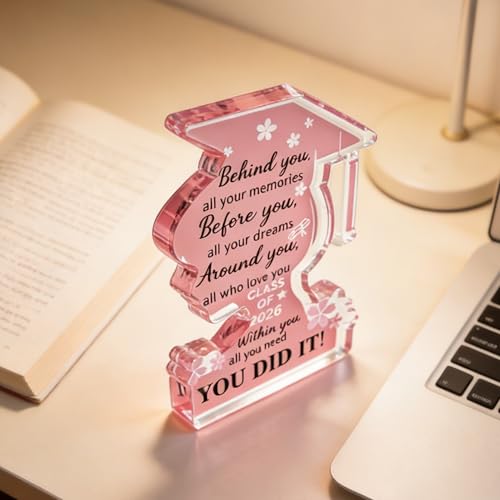 YINSSA 2026 Graduation Acrylic Plaque - Personalized Inspirational Gift for Her & Him