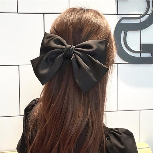iRIIRIO 3-Piece Satin Bow Hair Barrettes with Metal Clips for Women