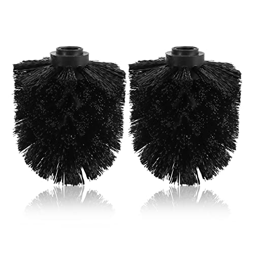 2PCS Toilet Bowl Brush Replacement Head - Black, 12mm Threaded Brush Refill