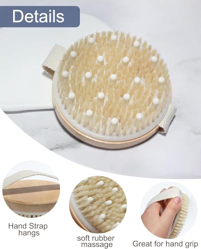 Xuduvay Dry Brushing Body Brush Set, Boar Bristle Exfoliator & Massager, 2 Count