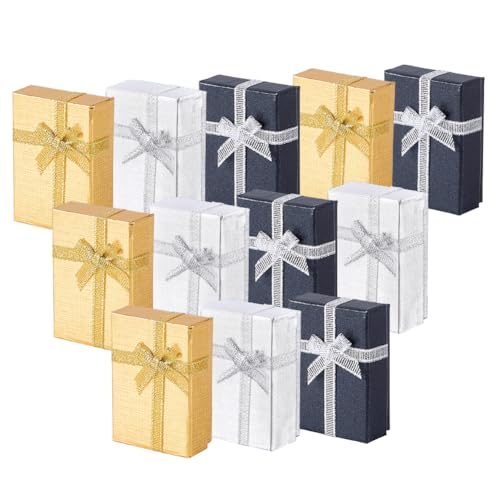 12pcs Metallic Jewelry Gift Boxes with Bowknot - 2x2.7x1 Inch