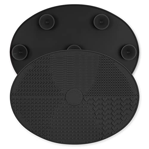 Ranphykx Silicone Makeup Brush Cleaner Mat with Suction Cups Black