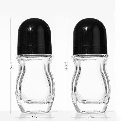 Glass Roll-On Bottles 30ml - 2 Pcs Refillable Rollerball Containers for Essential Oils
