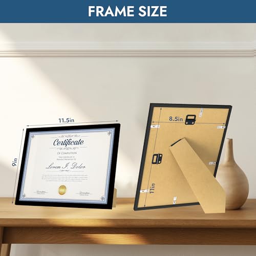 Hongkee Black 8.5x11 Picture Frame for Document & Certificate Display