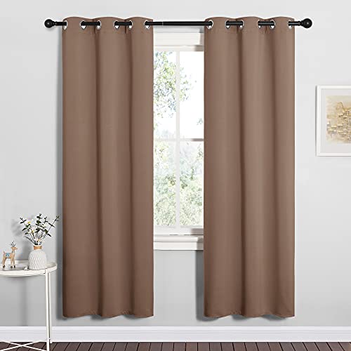NICETOWN Blackout Window Curtains Set of 2 - 34x72-inch Cappuccino, Light-Blocking & Noise Reducing
