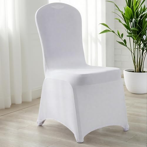 MAQIHAN White Spandex Folding Chair Covers 3PCS - Elastic Wedding & Event Seat Protectors
