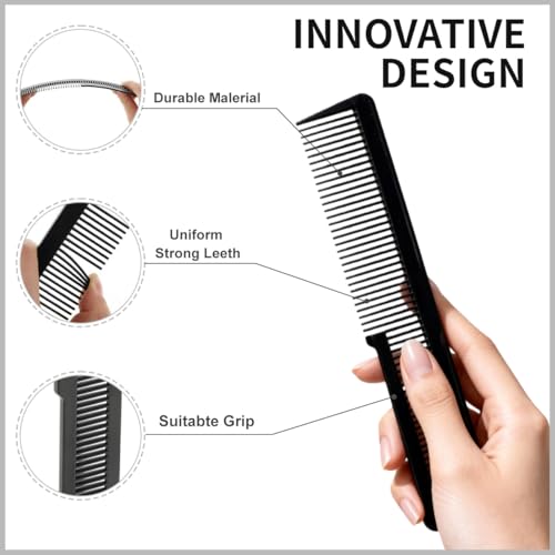 Erioctry 3-Pack Black Fine Tooth Hair Cutting Combs for Barber Styling
