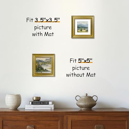 VIOLABBEY 5x5 Picture Frame in Rustic Gold – Square Decorative Photo Frame