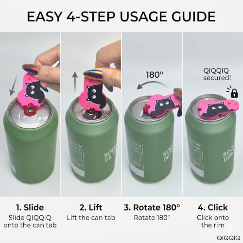 Ergonomic Soda Can Opener & Reusable Cover – Cute Cat & Ghost Designs