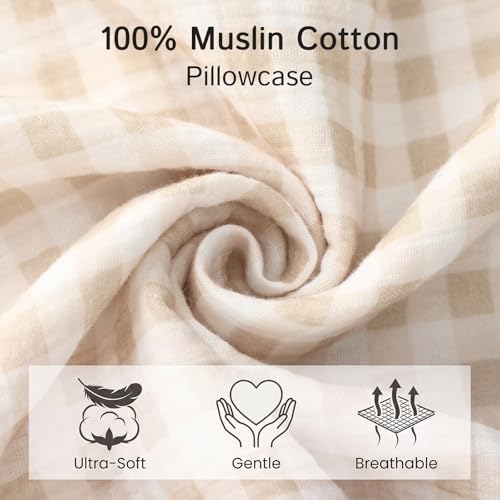 Breling Muslin Cotton Toddler Pillowcase - Ruffled Gingham 14" x 20"