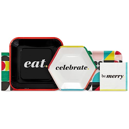 Hallmark Bold Black, White & Red Party Supplies Set for 16