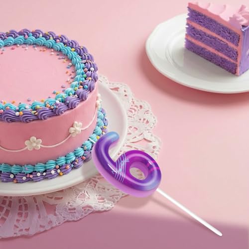 K-Pop Number 6 Birthday Candle - Fun Purple Cake Decoration