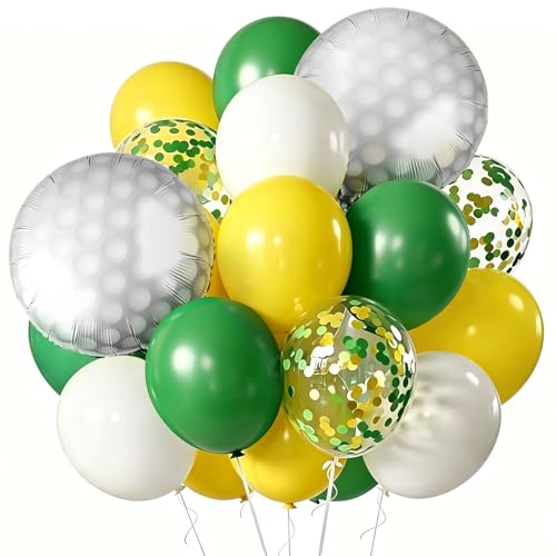 Golf Party Balloon Set - 12 Inch Green & Yellow Latex + 18 Inch Foil