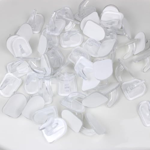 IAXSEE 50PCS Clear Adhesive Hooks No Damage Seamless Wall Hangers for Kitchen Bathroom Bedroom Office