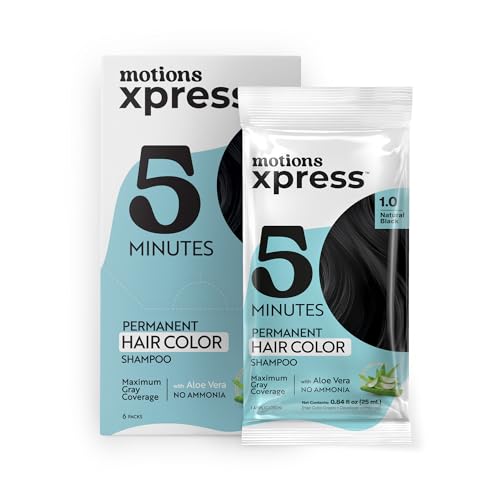 Motions Xpress Permanent Hair Color Shampoo Natural Black 0.84 Oz