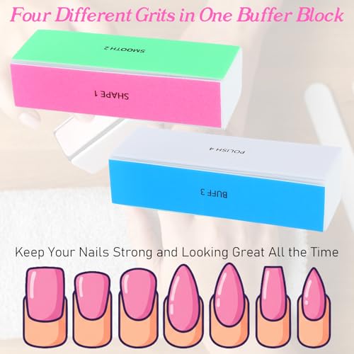Dopenspi 4-Way Nail Buffer Block Set, 6-Pack Multi-Grit Sponge Files