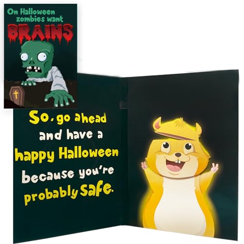 Funny Halloween Card with Sound and Shaking Head Motion Chipmunk