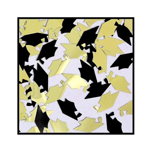Congrats and Caps Confetti in Black/Gold - 0.5 oz for Graduation