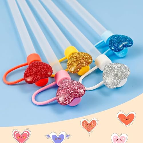 Bling Hearts Silicone Straw Cover for Stanley Tumbler – Blue