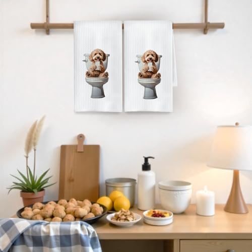 Fyecoluo Poodle Dog Hand Towel - Decorative 16x24 Inch Bathroom Towel (Color-B)