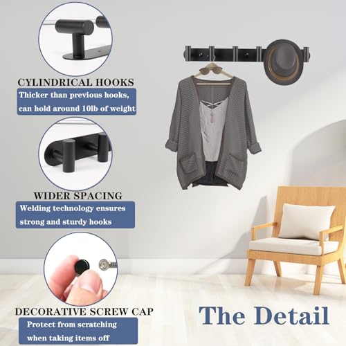 Vanloory 2 Hook Wall Mounted Coat Rack Stainless Steel Matte Black