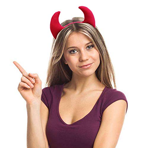 CBLUO Halloween Devil Horns Headband and Hair Clips Set for Cosplay
