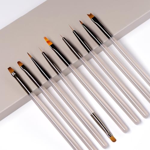 LERAO 9-Piece Professional Acrylic Nail Art Brush Set for Gel & Polygel