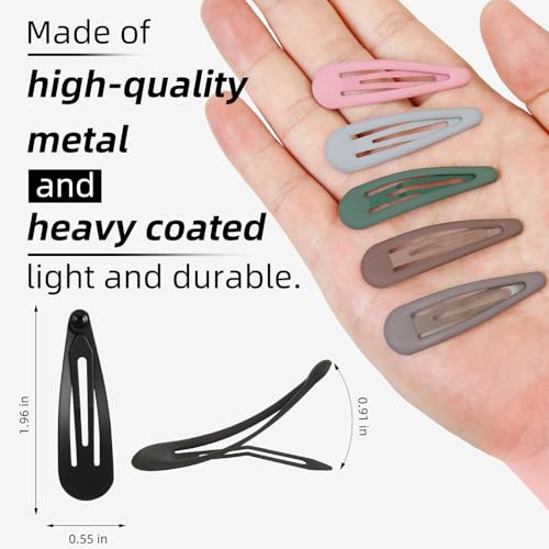 TEBIEKOY 36-Piece Metal Snap Hair Clips 1.96-Inch Tear Drop Hair Barrettes
