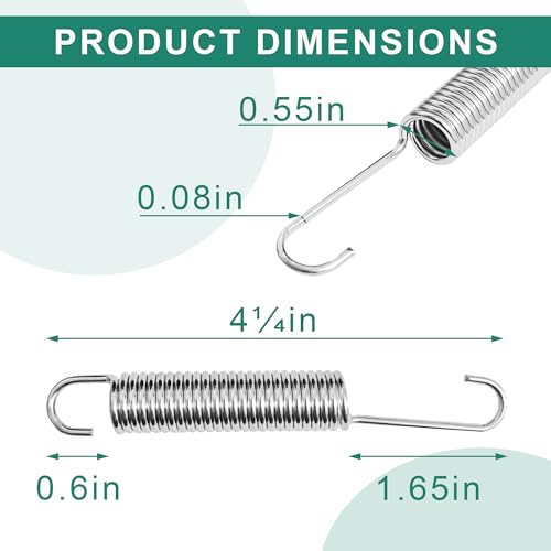 4-1/4 Inch Stainless Steel Tension Springs for Recliners & Sofas - Pack of 2
