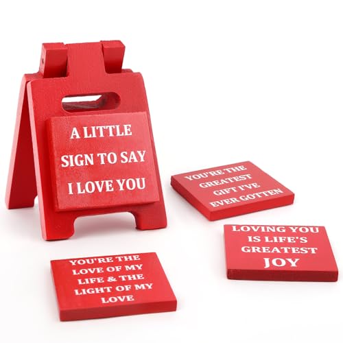 Red I Love You Desk Decor Sign Romantic Love Gift for Boyfriend & Girlfriend