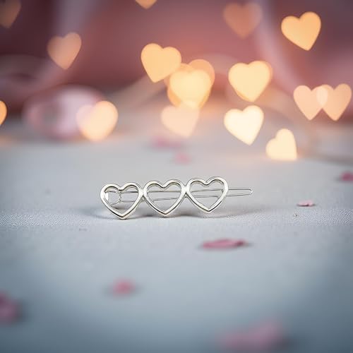 Silver Hollow Love Heart Hair Barrettes Alloy Hair Clip for Women Girls