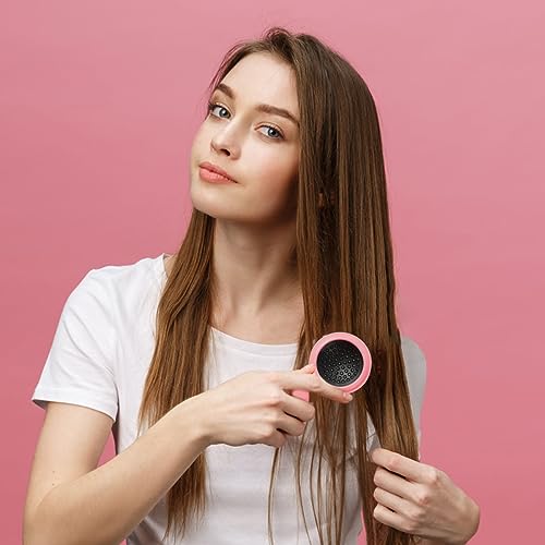 Tenalleys 2-Piece Folding Travel Hair Brush with Mirror Mini Pocket Pink