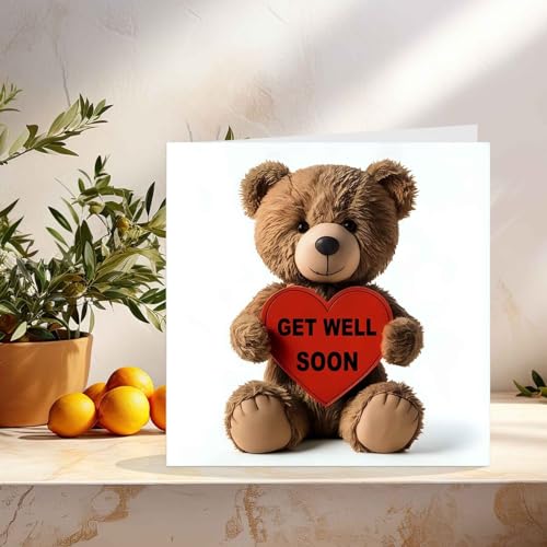 Get Well Soon Card - Cute Teddy Bear Design, Premium Quality