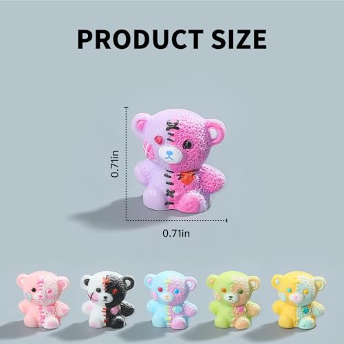 Dark Style 50Pcs Mini Resin Teddy Bear Figurines Set, Decorative Collectibles