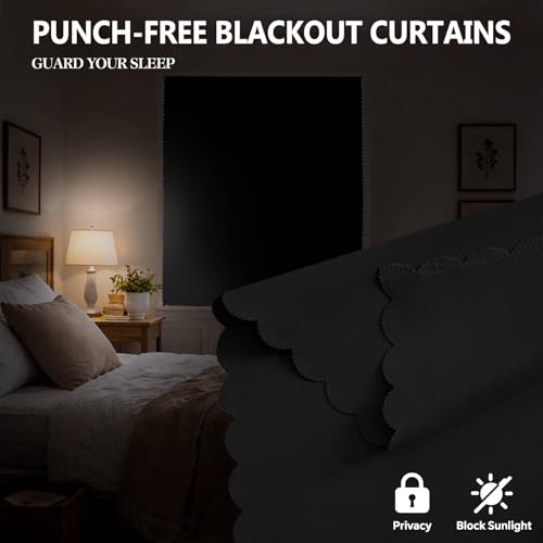 Self-Adhesive Blackout Curtain - Peel and Stick, 35" x 59", Black